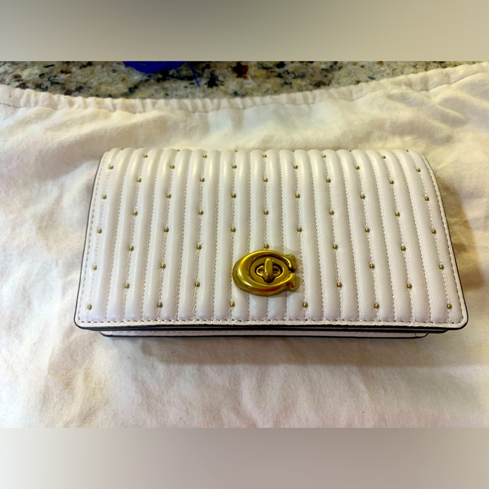 New (never carried) Authentic Coach Bandit ivory leather studded bag